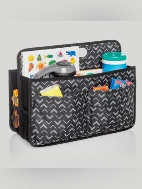 NEW Thirty-One Deluxe Double Duty Caddy Black Chevron Organizer Home Storage